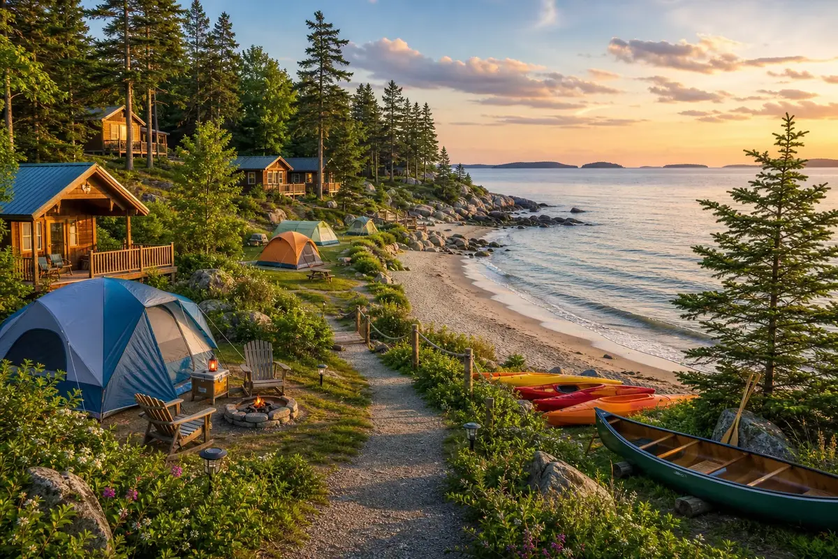 Upptäck Bofors Camping – strandhäng, stugmys och äventyr illustration