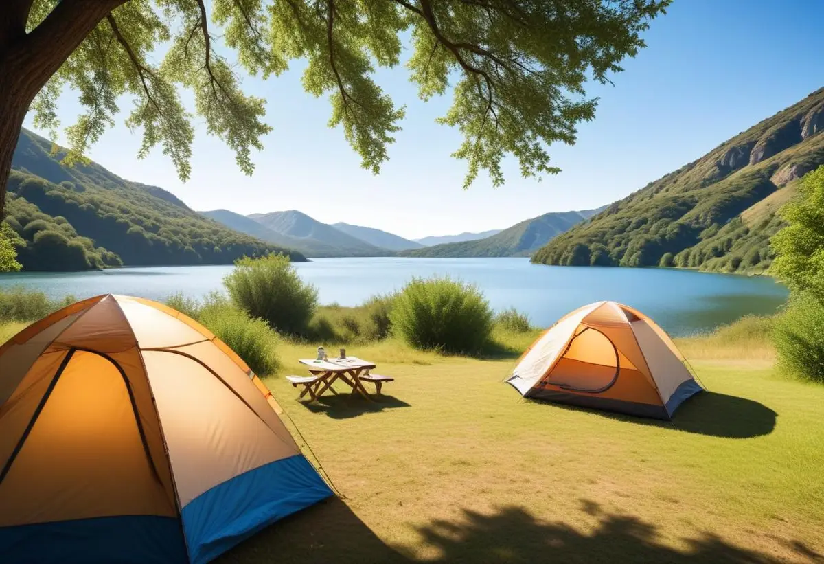 Hitta din perfekta camping tältplats för sommaräventyret illustration