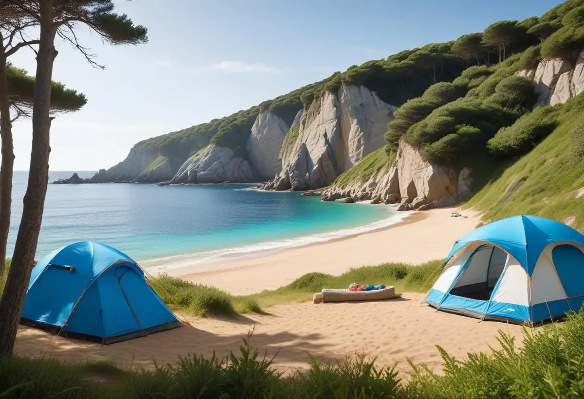 Upptäck lagunen camping illustration